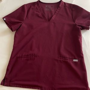 Figs burgandy v neck scrub top